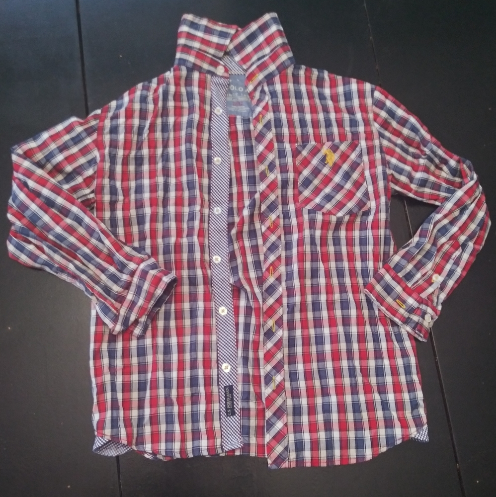 US Polo Assn. Red, white, and blue button down size 10 kids